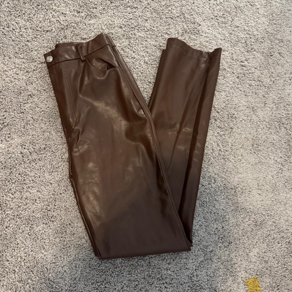 White fox brown Leather Pants